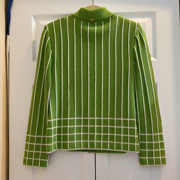 ST. JOHN Green w/White Stripes Sweater Set - Picture 13 of 14